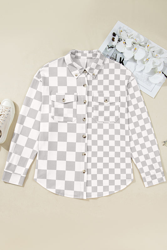 Khaki Checkered Buttoned Down Casual Western Jacket