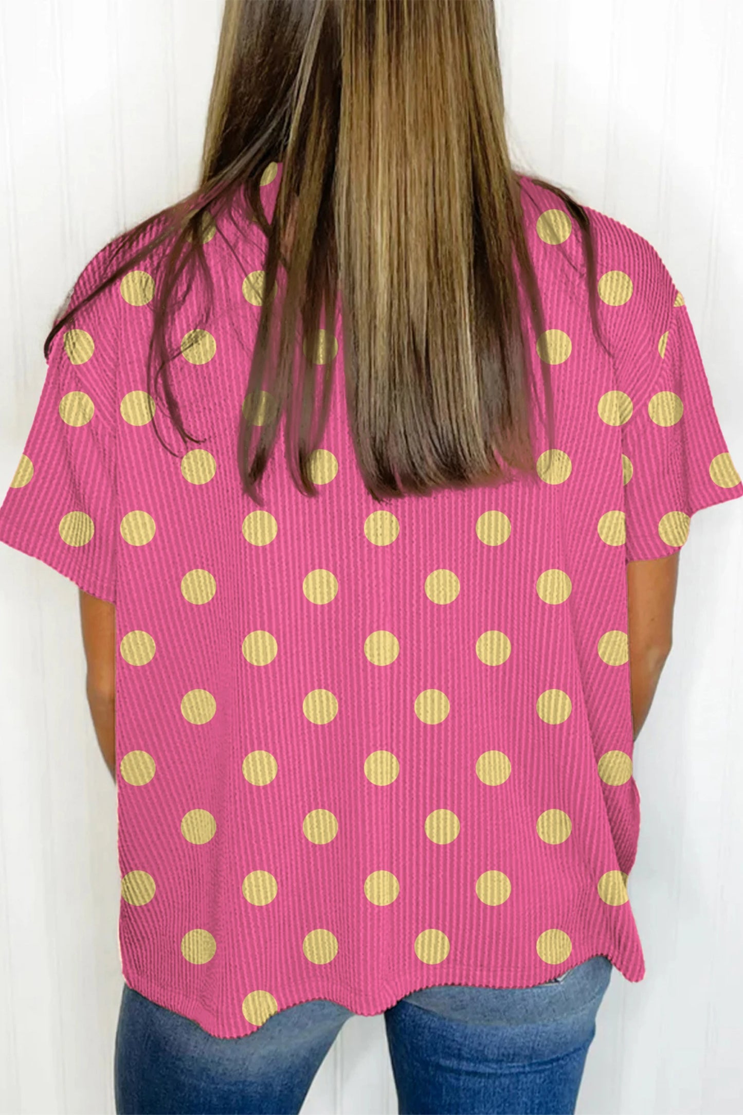 Sky Blue Raised Rib Polka Dot Oversize Tee