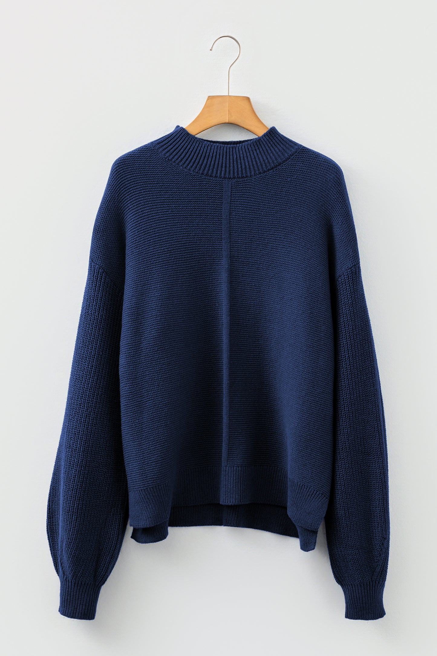 Mist Green Solid Color Front Seam Drop Shoulder Loose Sweater