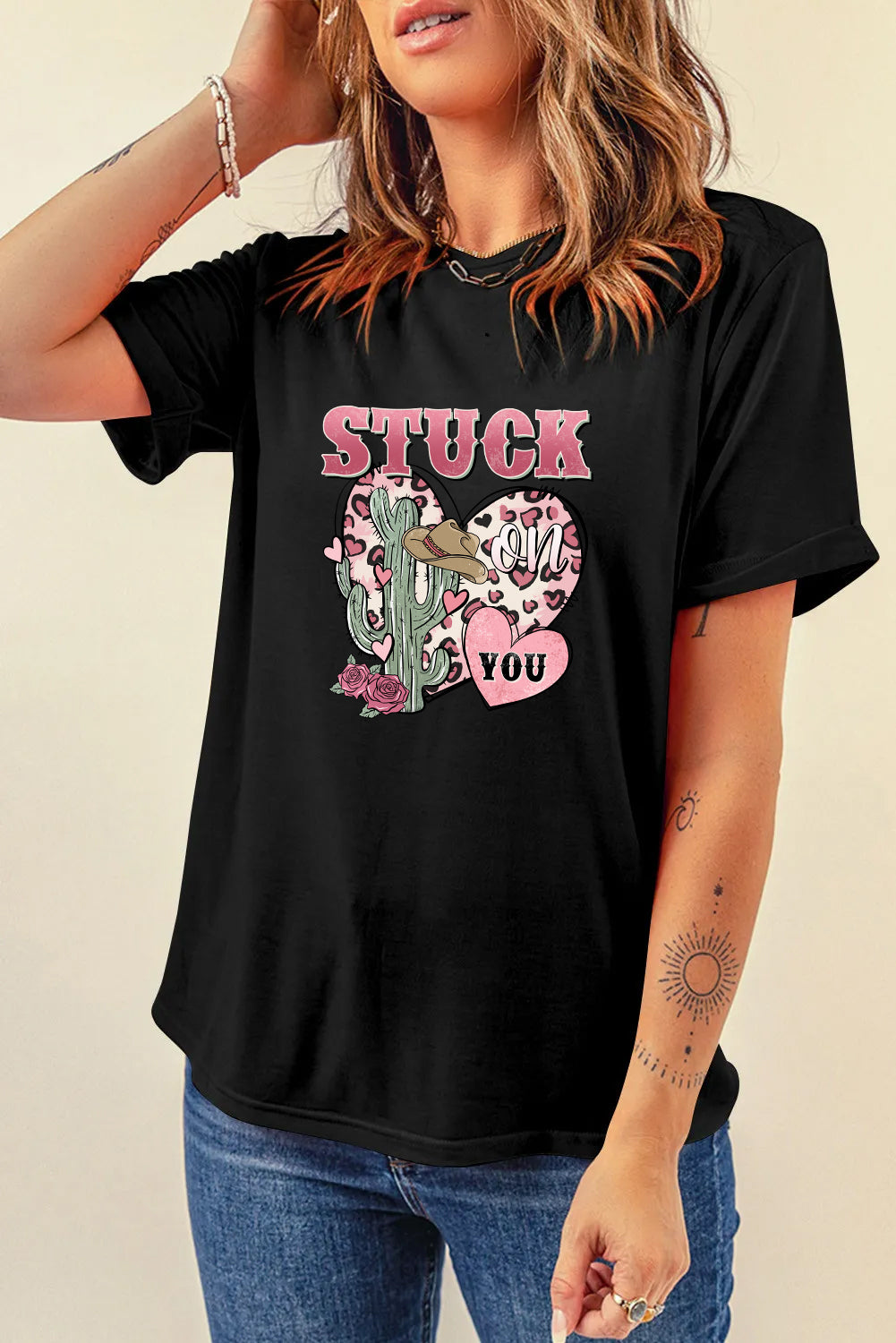 Valentine’s Day Stuck On You Cowgirl Graphic Tee