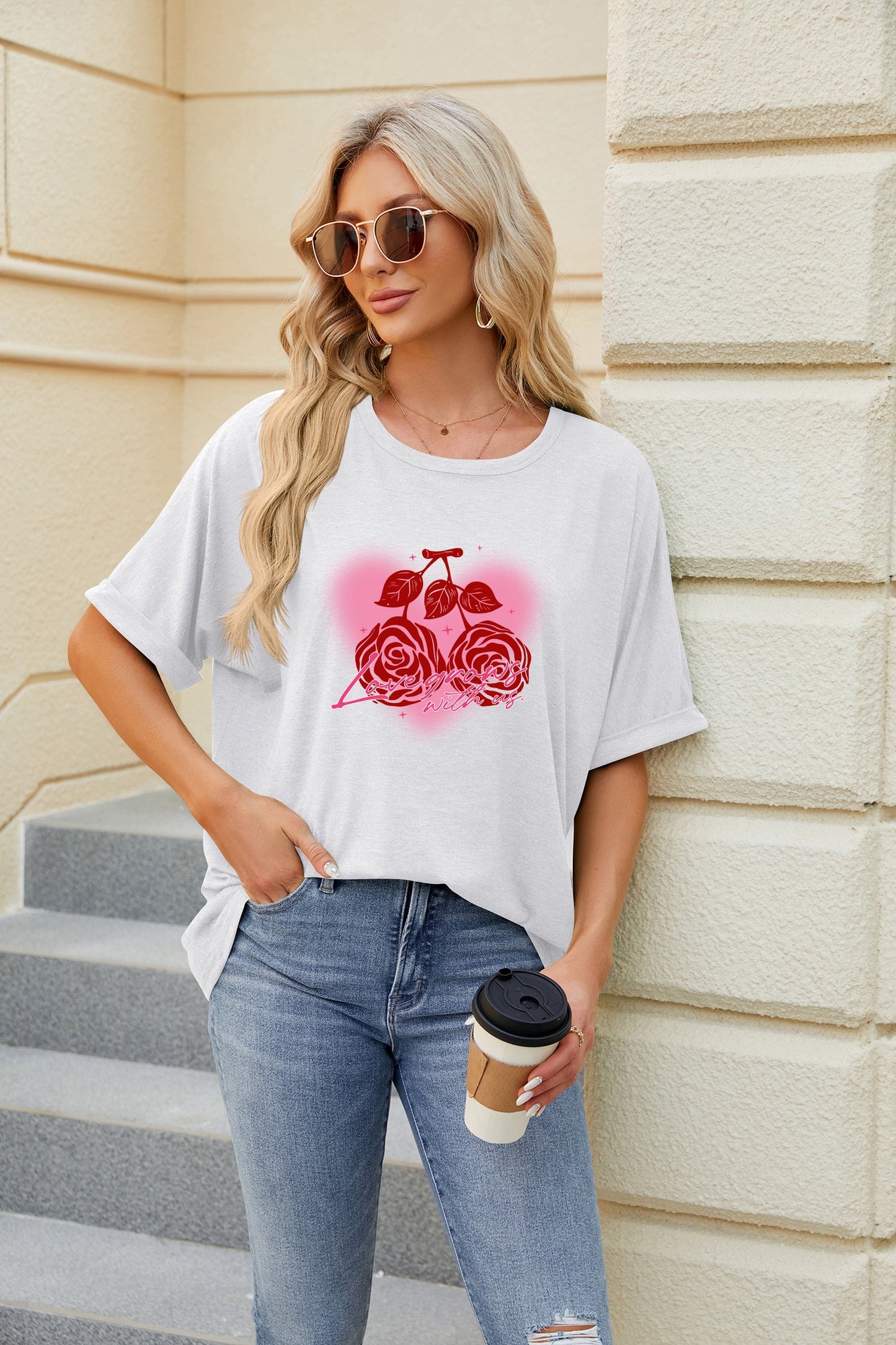 Valentine's Day Red Rose Graphic Casual Tee