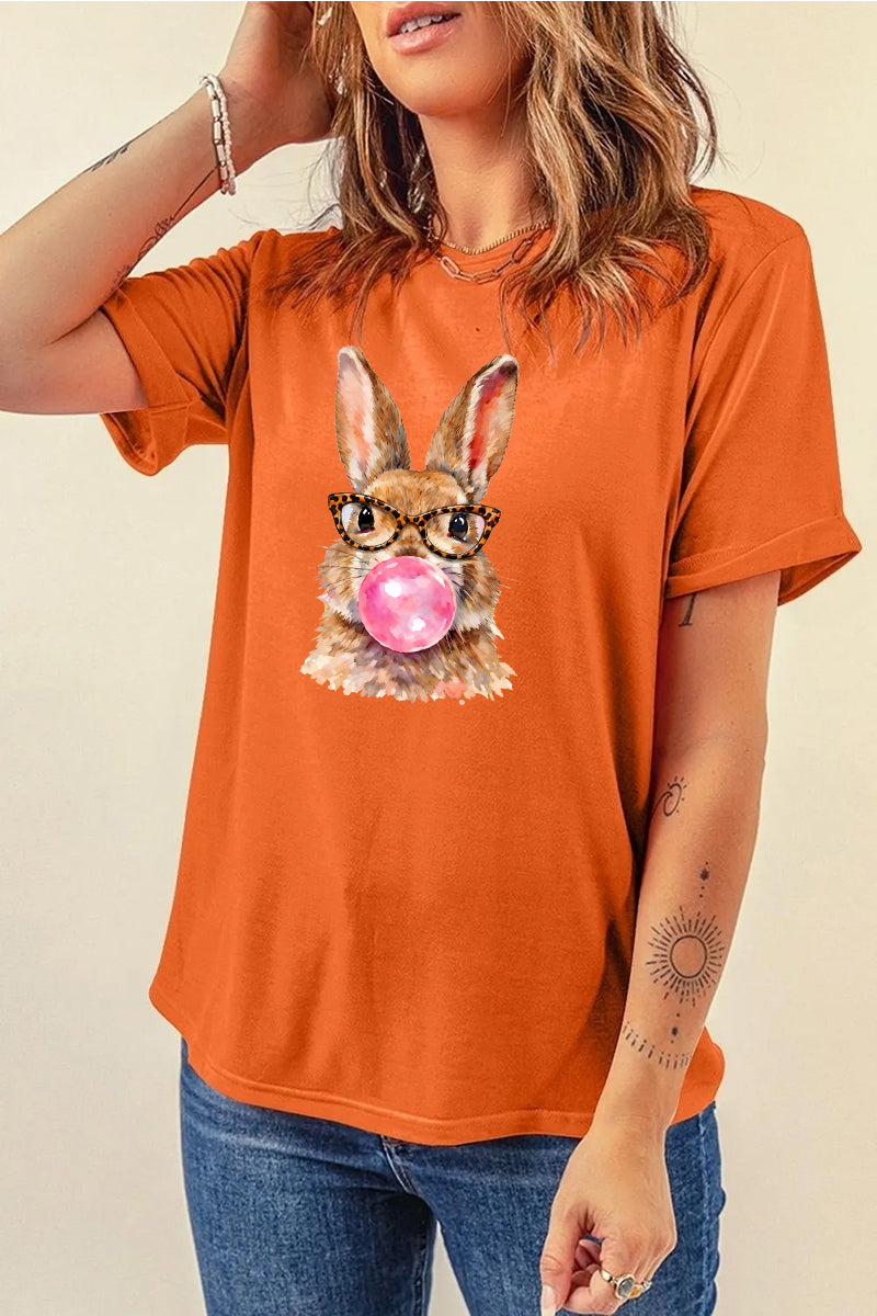 Cute Easter Bunny Graphic Tee Women Spring Casual Shirt