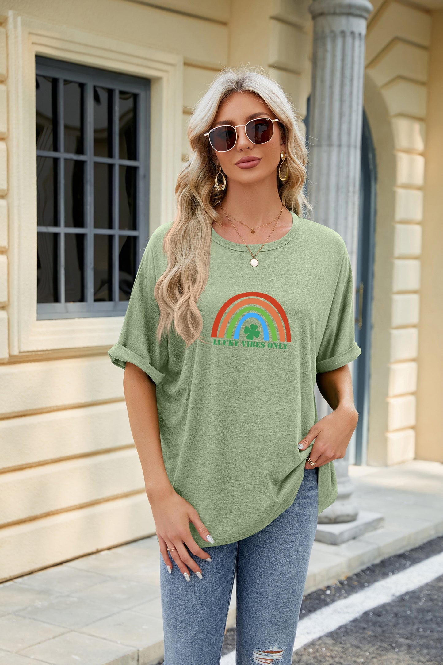 St Patrick’s Day Lucky Clover Rainbow Graphic Tee