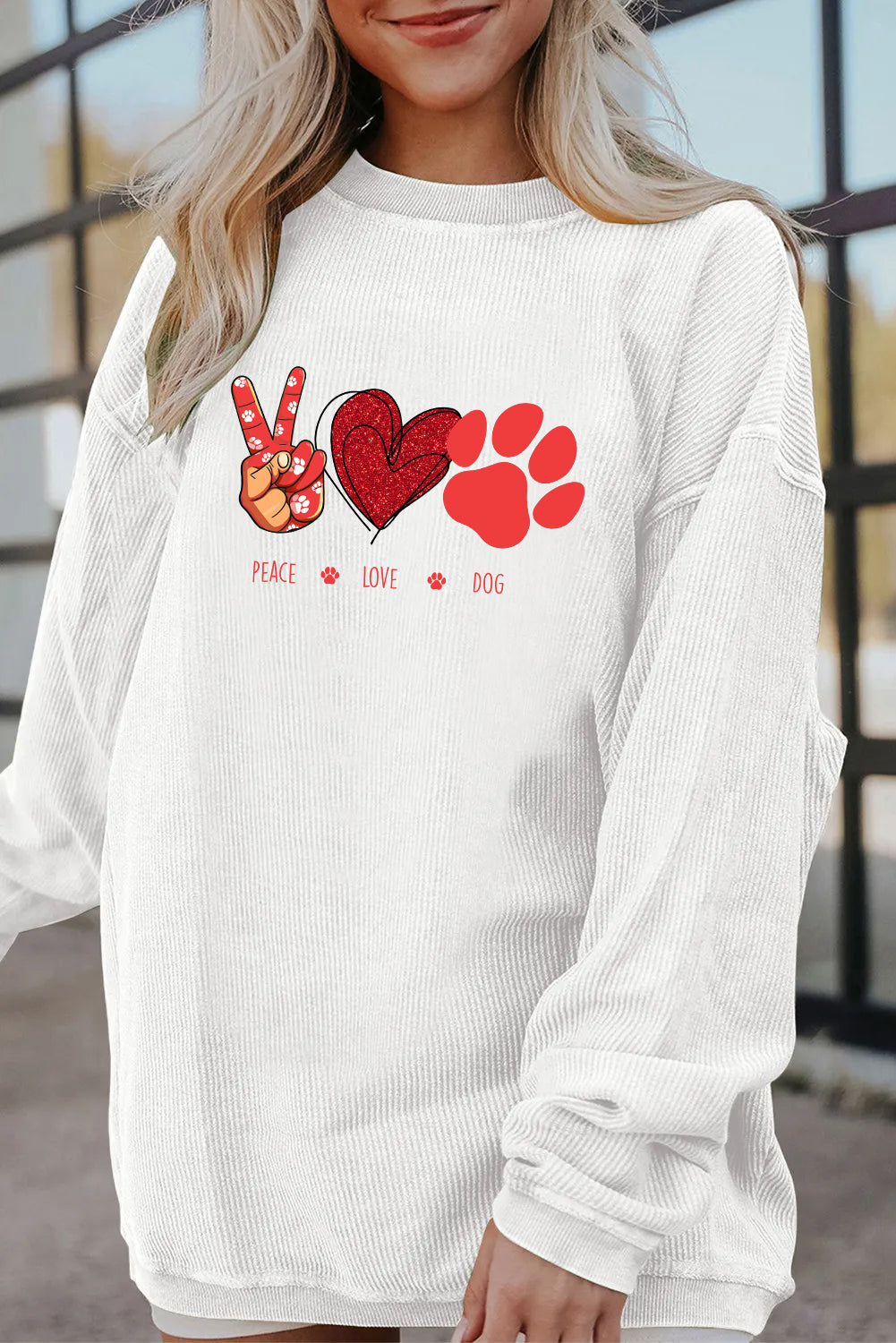 Valentine’s Day Peace Love Paw Dog Lover Sweatshirt