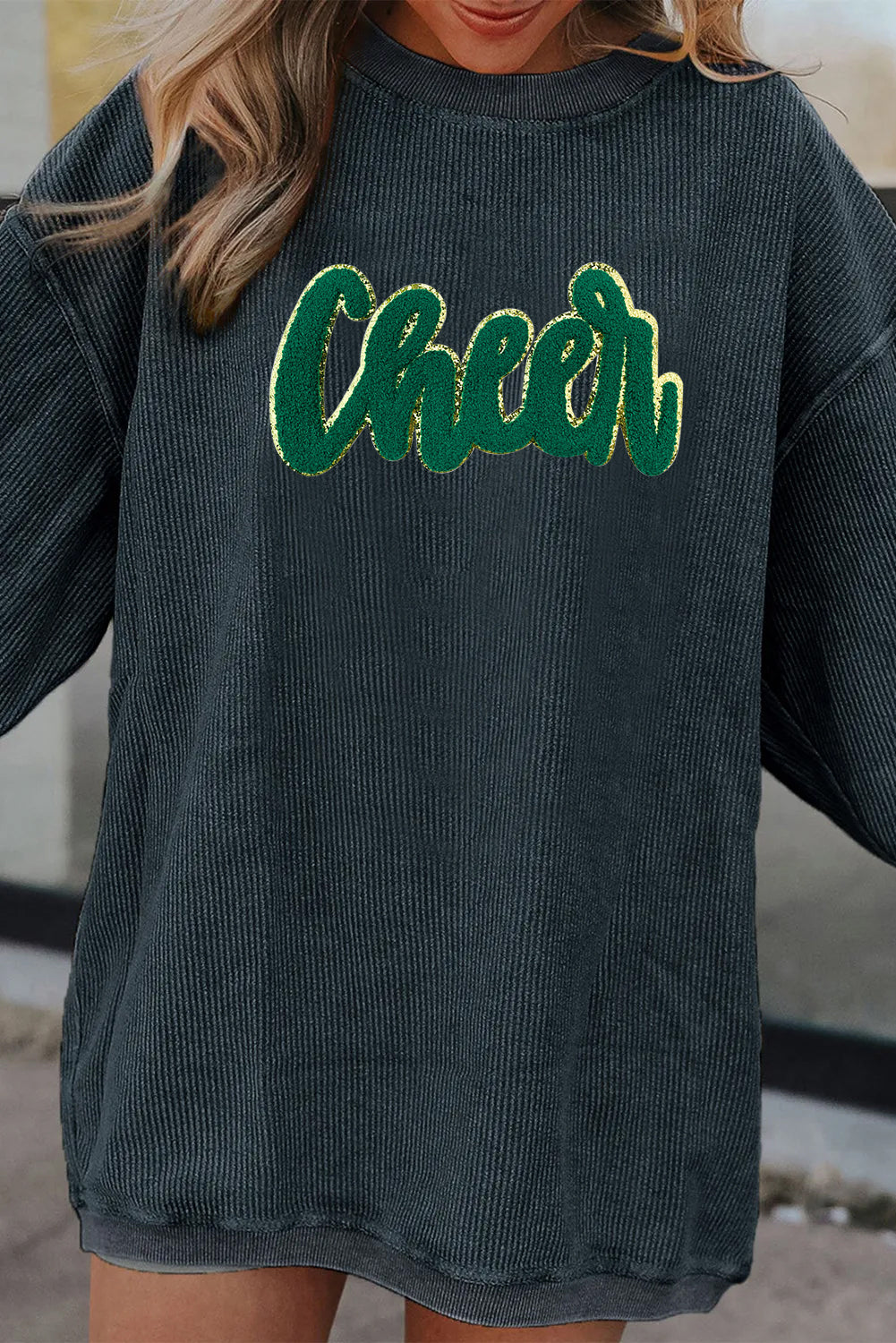 Saint Patrick’s Day Green Sequin Cheer Graphic Sweatshirt
