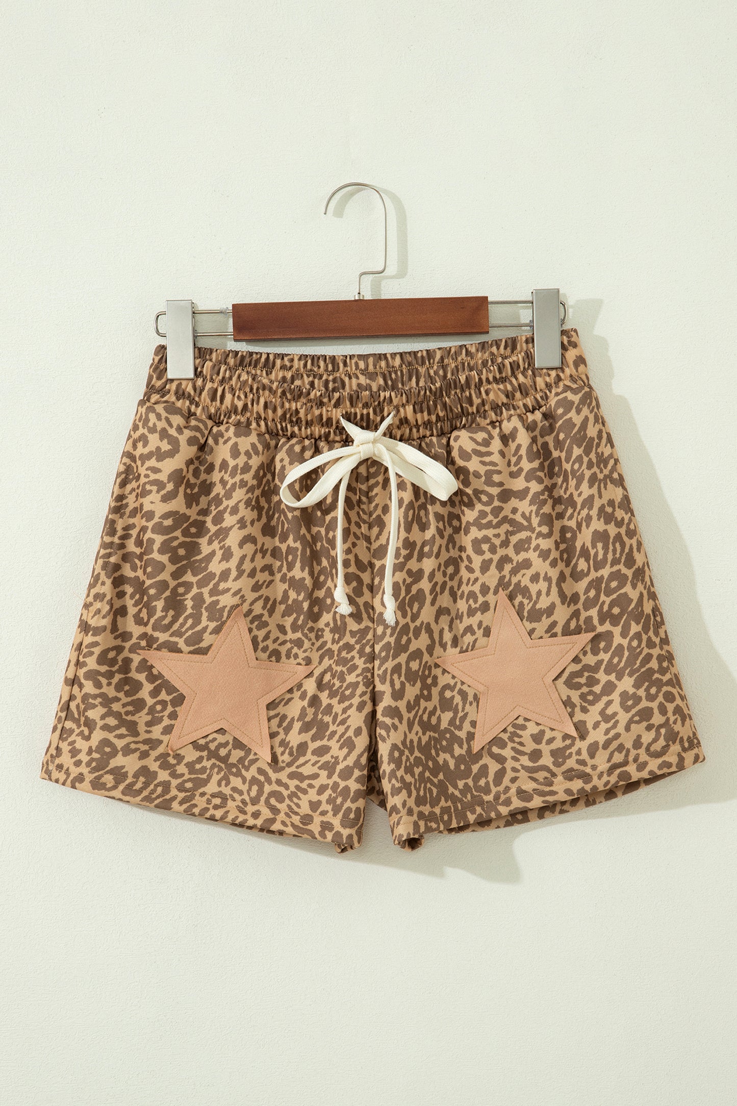 Leopard Stars Polyester Casual Shorts Western Shift