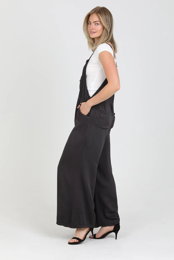 Denim Flare Leg Sleeveless Overall Jumpsuit