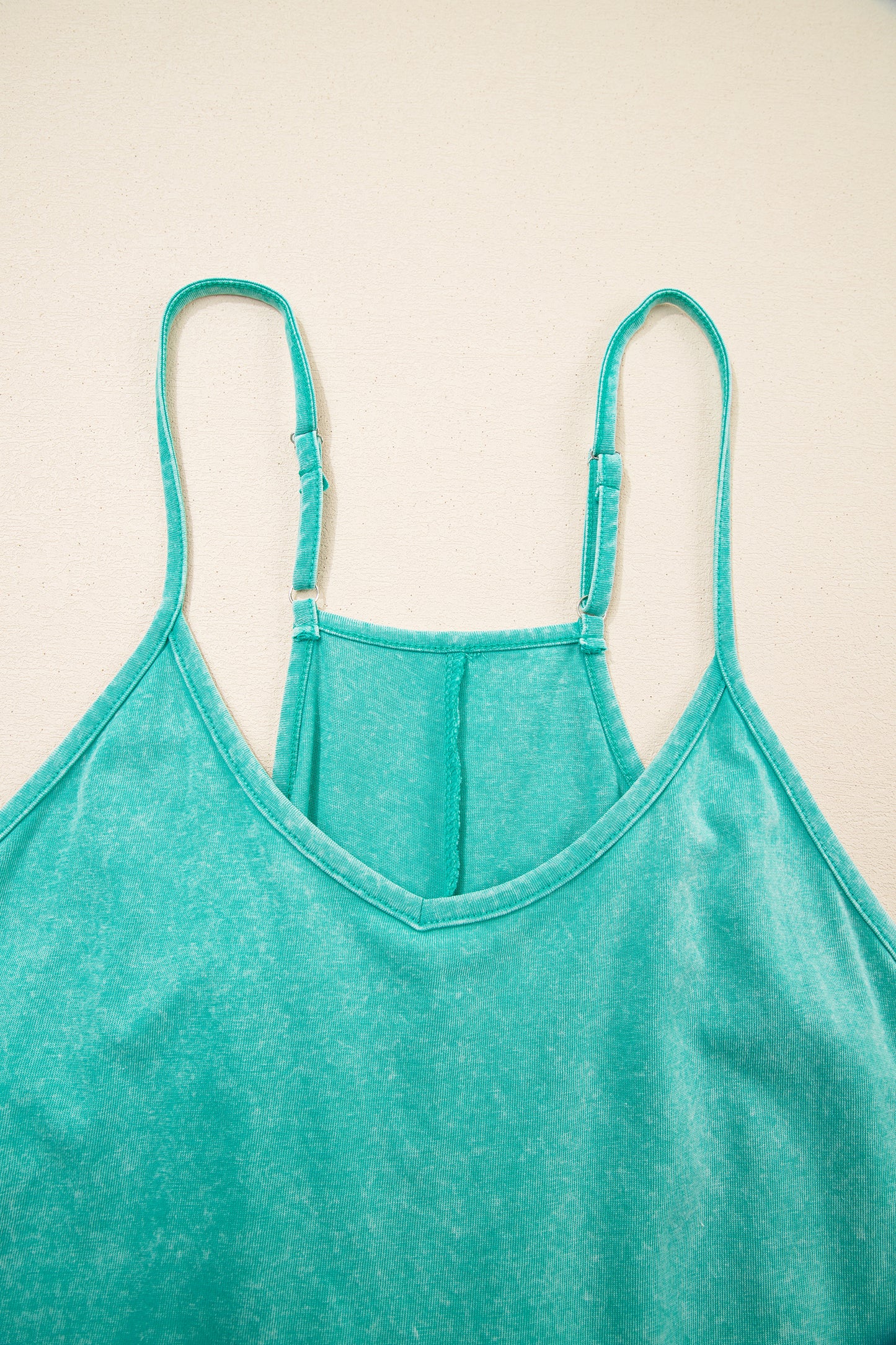 Mint Green Mineral Wash Spaghetti Straps Pocketed Romper