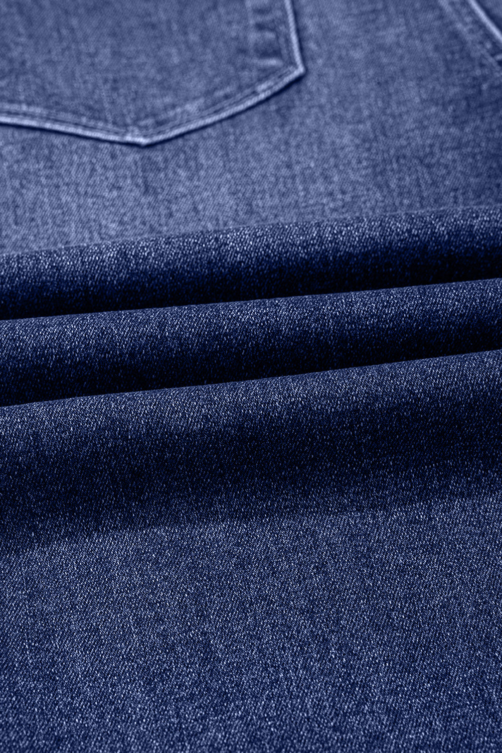 Real Teal Folded Cuffs Distressed Straight High Waist Jeans