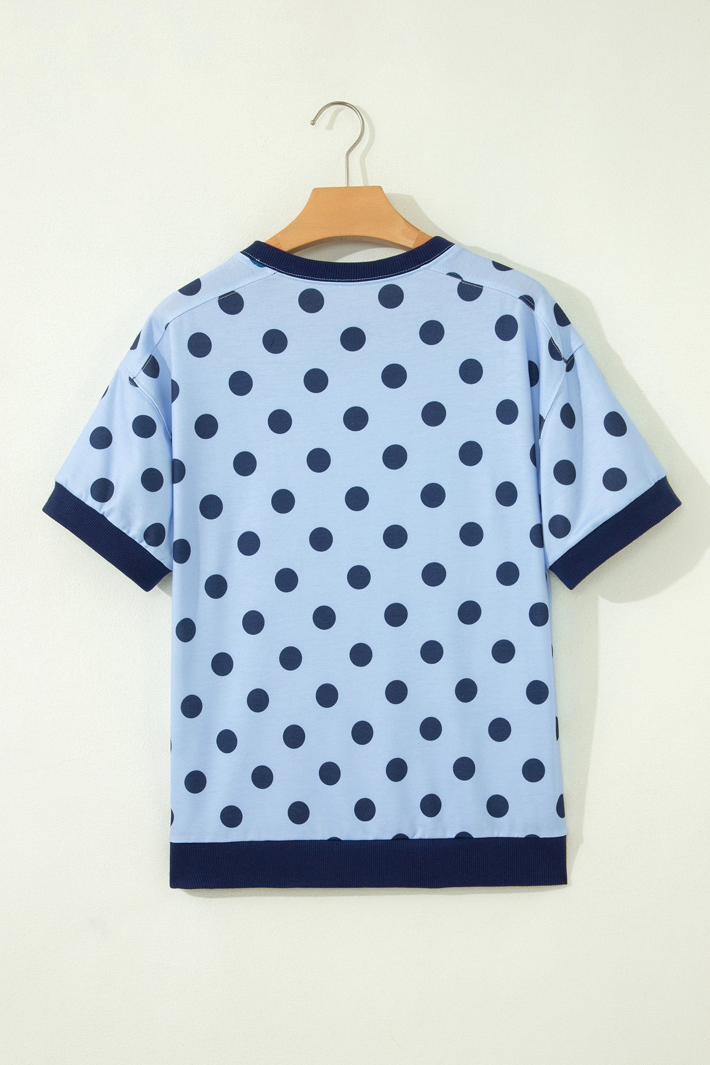 Polka Dot Knit Tee Casual Colorblock Boutique Top