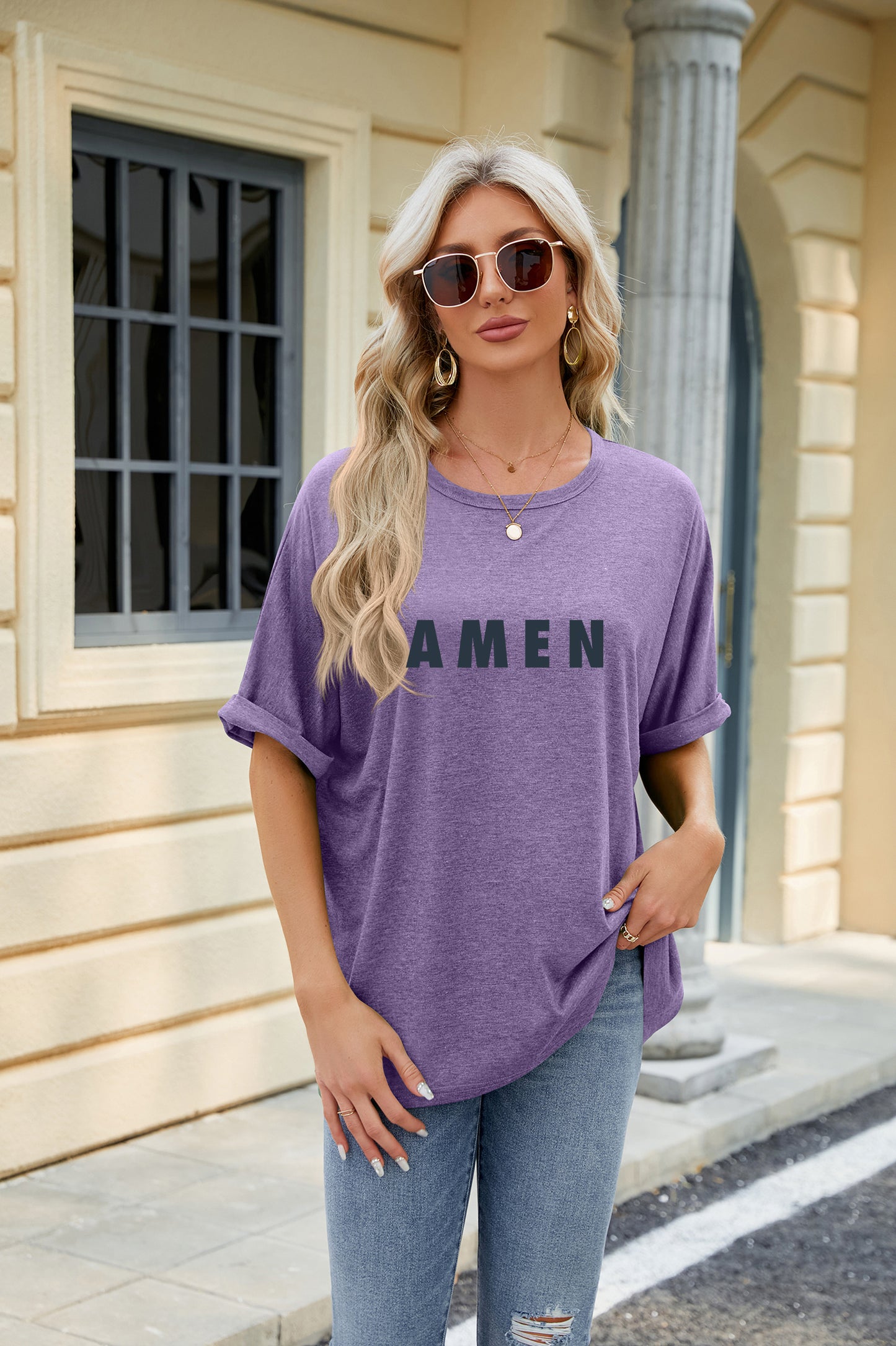 Easter Amen Graphic Oversized Casual T Shirt