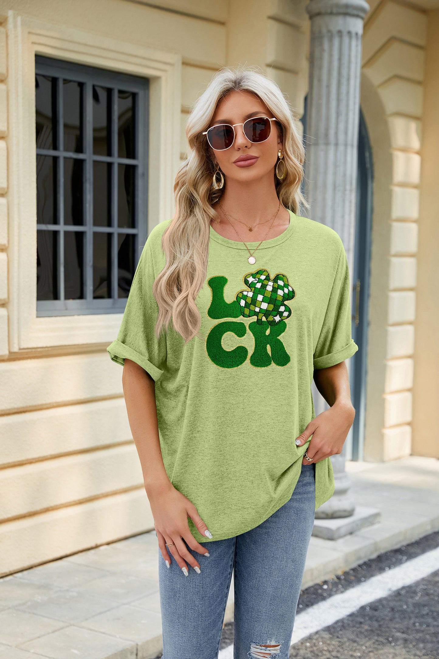 St Patrick’s Day Sequin LUCK Clover Graphic Tee