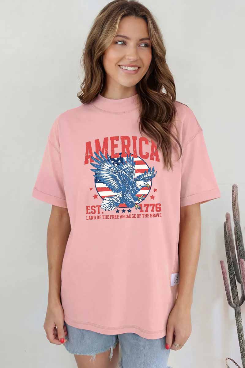America Eagle Graphic Tee Oversized Vintage Patriotic
