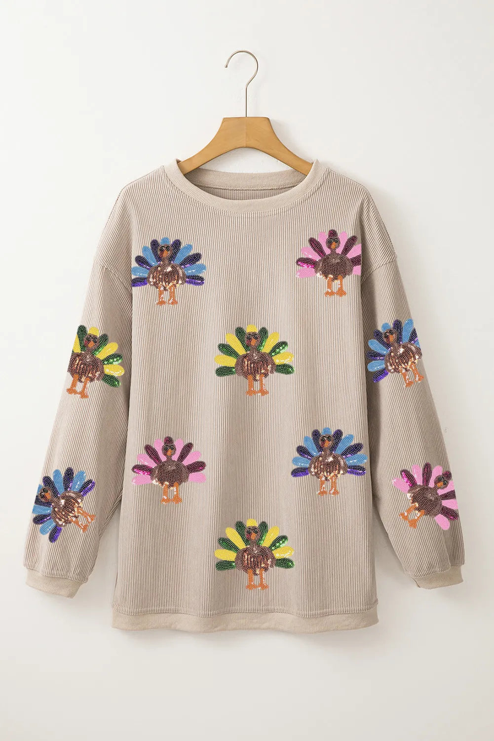 Orange Turkey Graphic Corded Baggy Sweatshirt