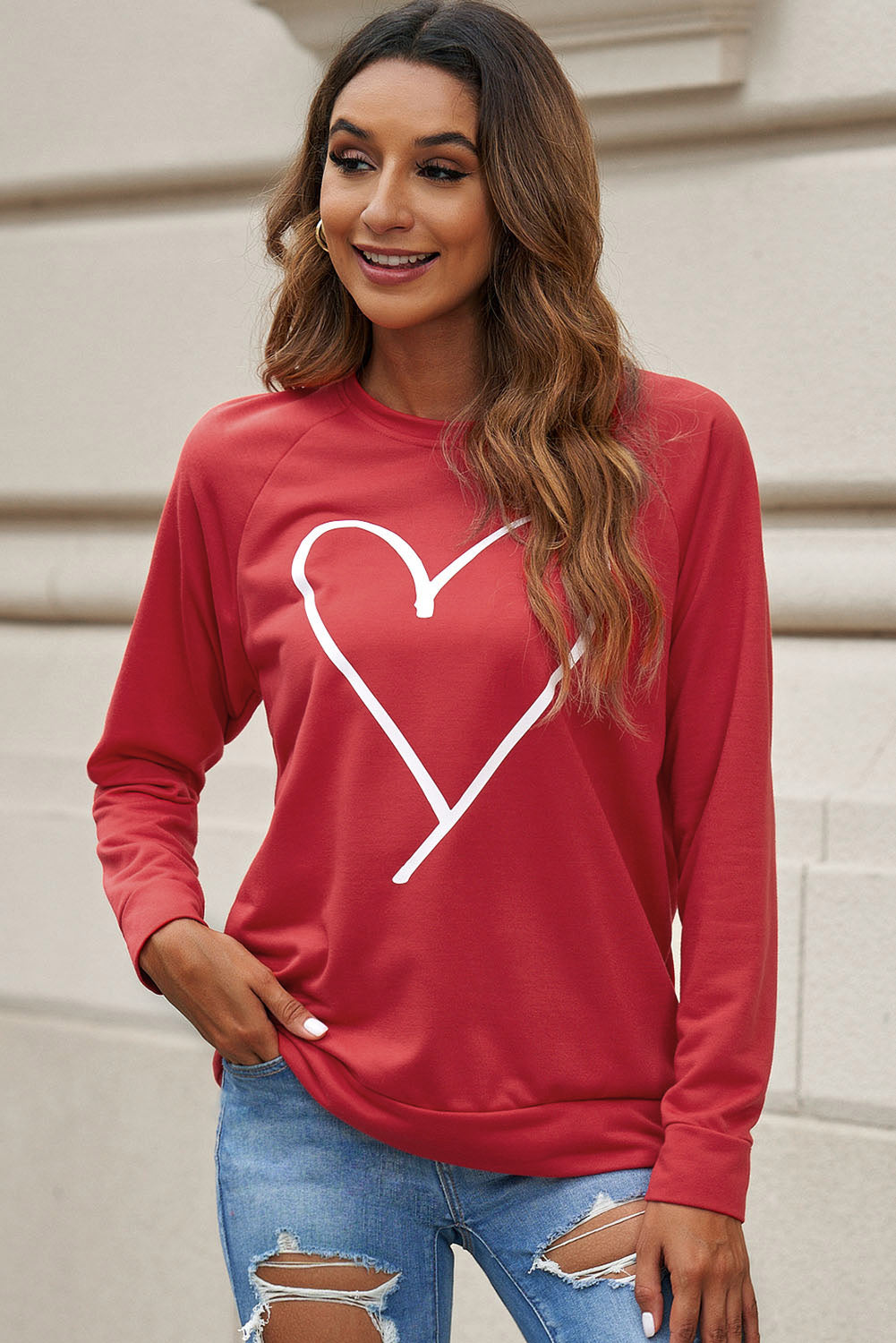 Simple Heart Graphic Valentine's Sweatshirt