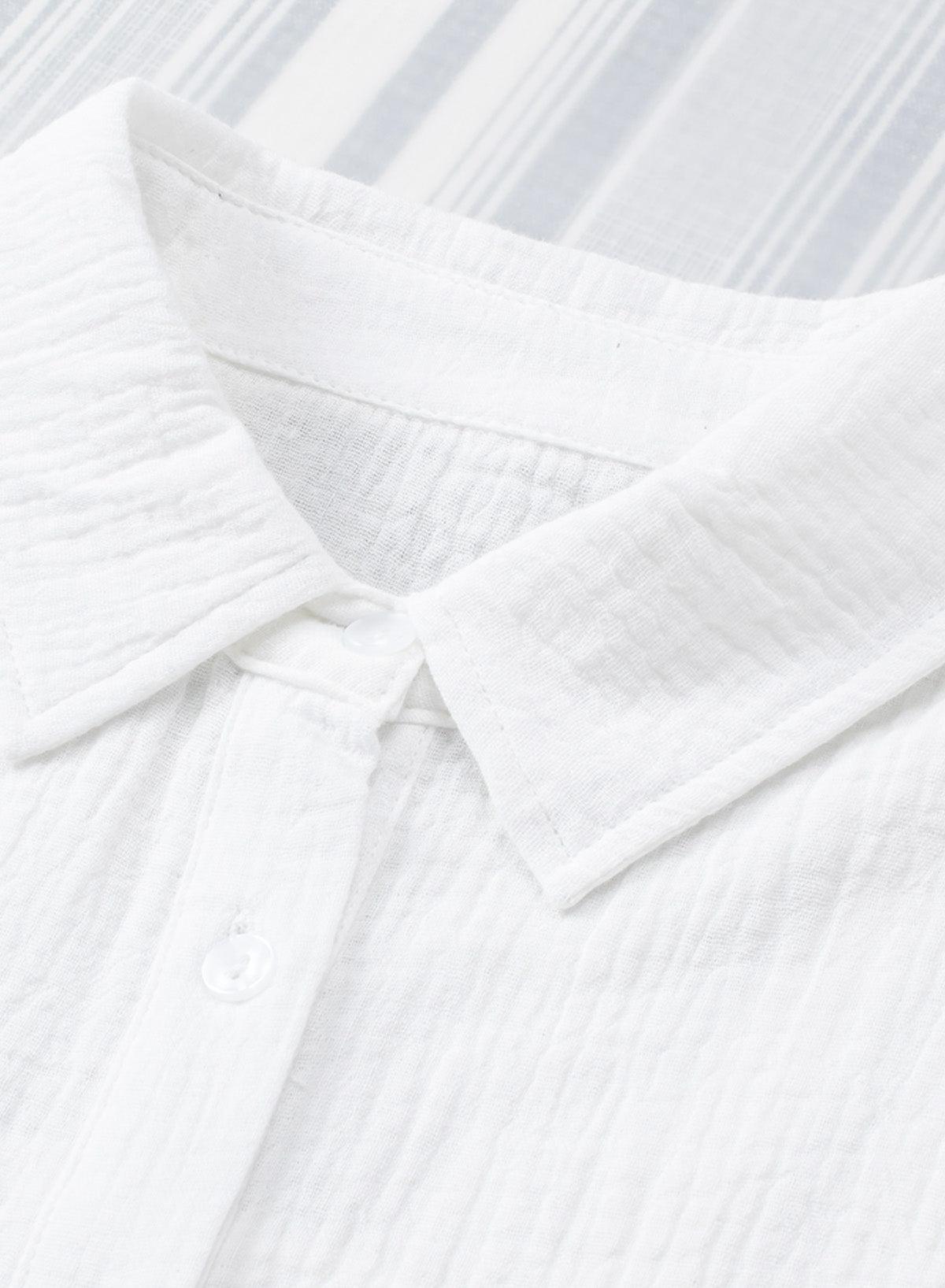 Solid Color Wrinkled Cotton Loose Short Sleeve Shirt