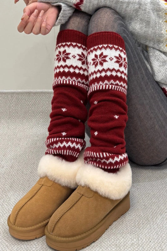 Racing Red Christmas Geometric Snowflake Print Stockings