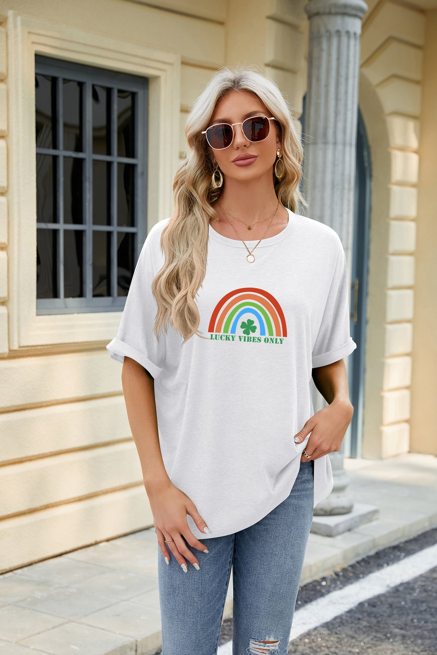 St Patrick’s Day Lucky Clover Rainbow Graphic Tee