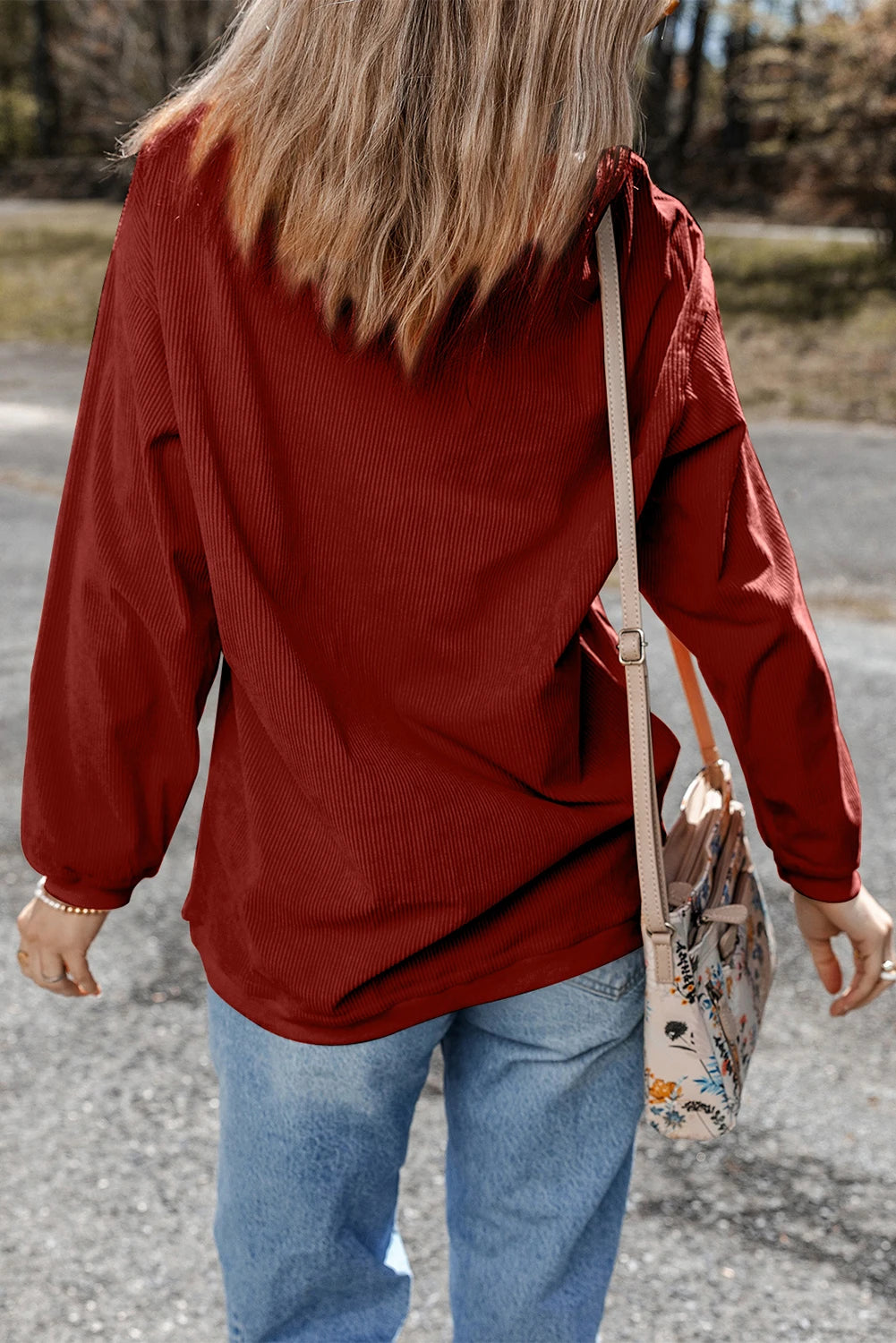 Love Heart Corduroy Oversized Sweatshirt for Valentine’s Day