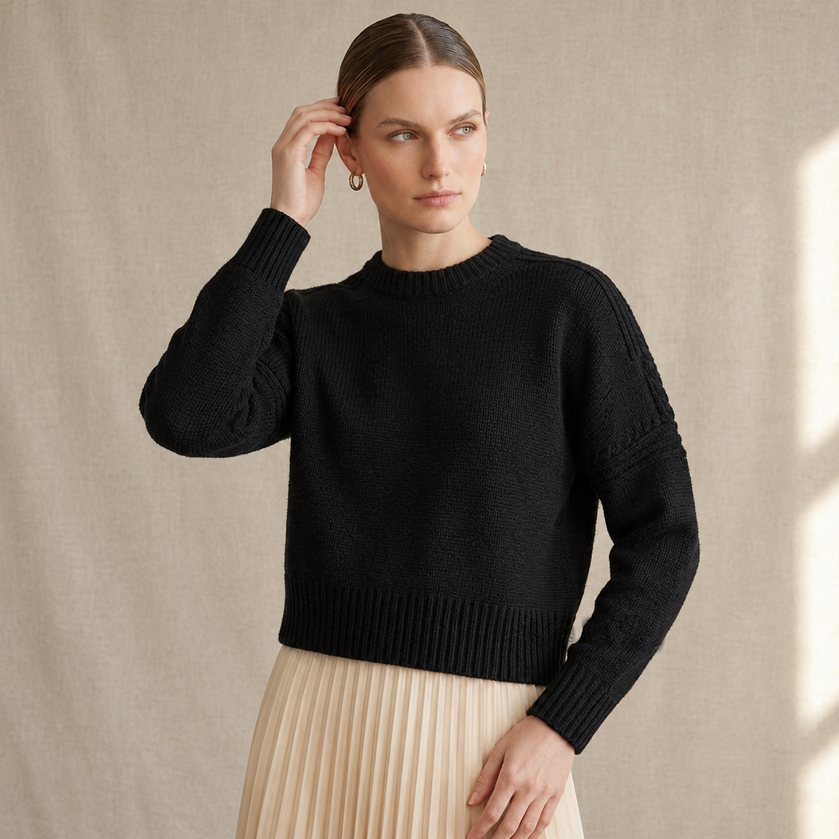 Women's Oversized Crew Neck Ribbed Knit Pullover Sweater