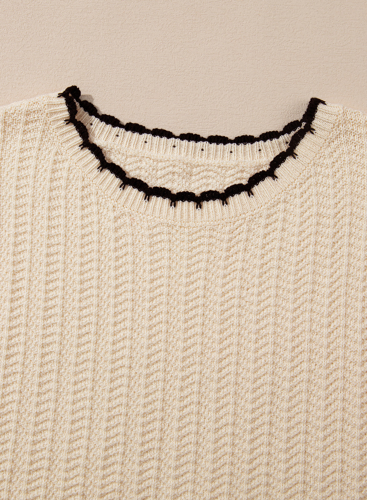 Contrast Trim Boxy Fit Knit Short Sleeve Sweater Top
