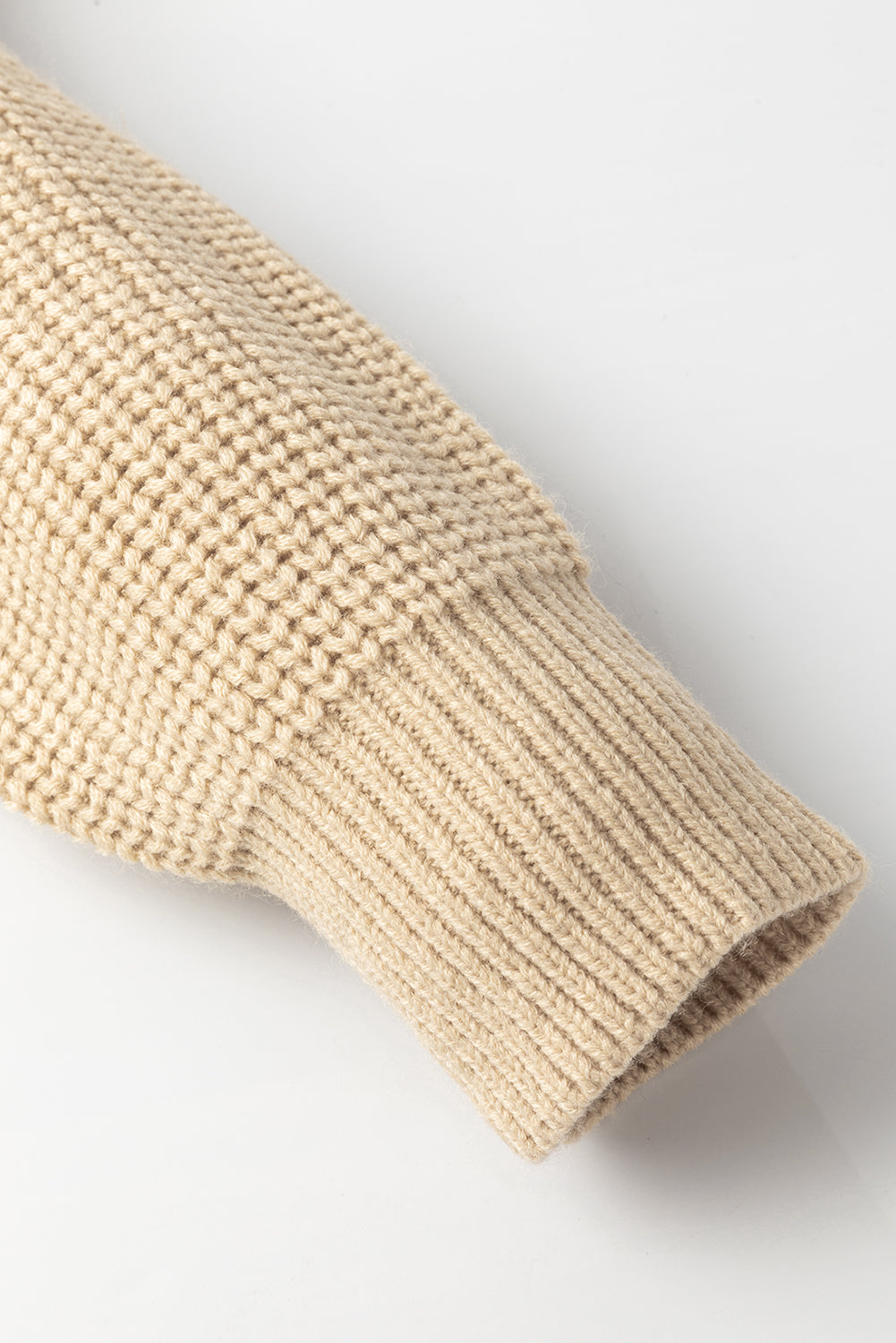 Stand Collar Cable Knit Stripe Cardigan