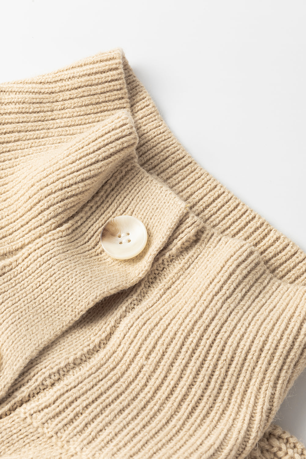 Stand Collar Cable Knit Stripe Cardigan