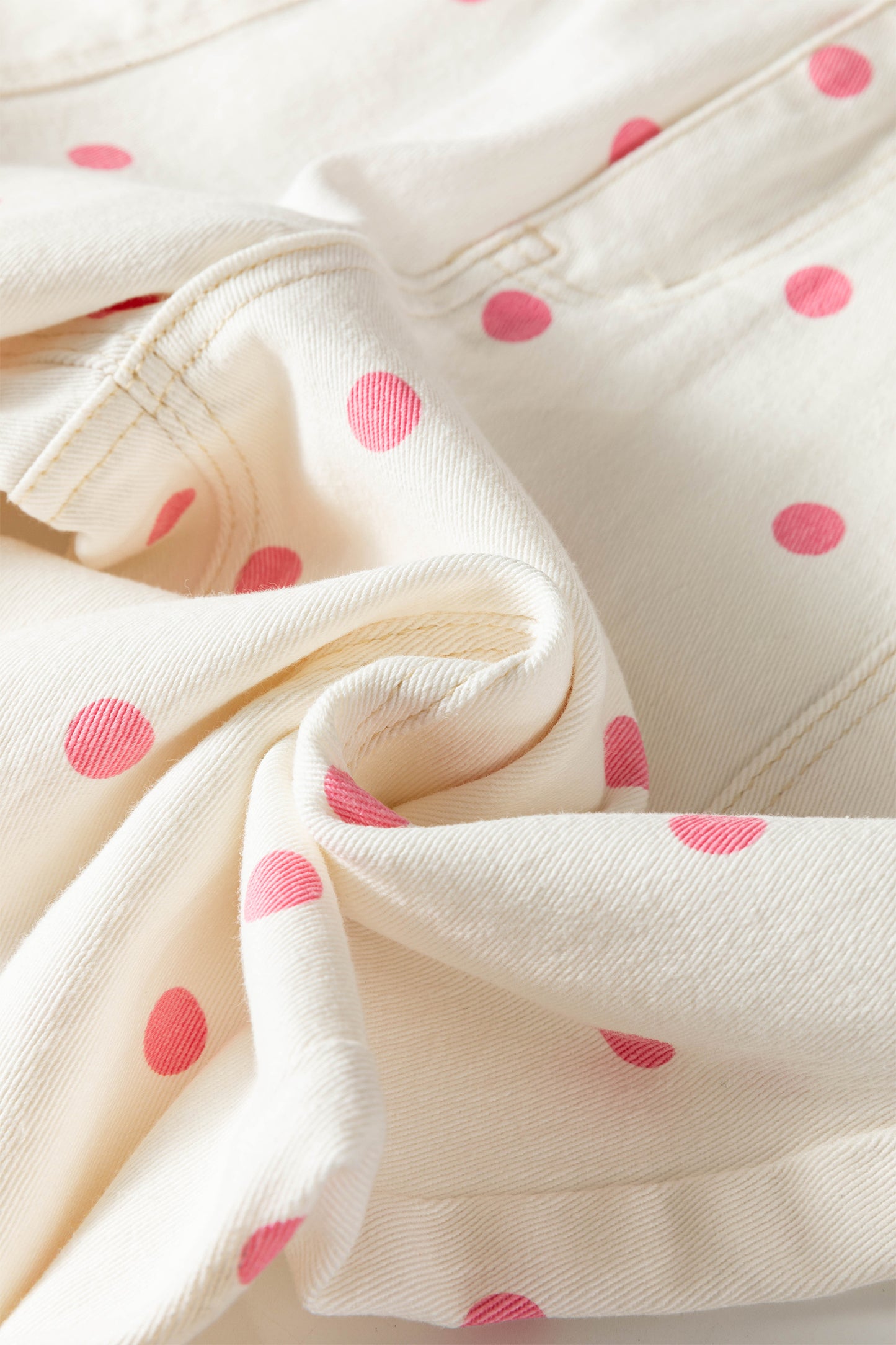 Polka Dot Cotton Jeans Casual High Waist Wide Leg