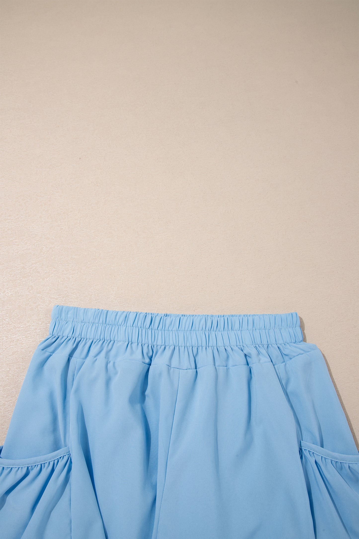 Dark Blue Ribbed Slim Tank Pocketed Wide Leg Shorts Set