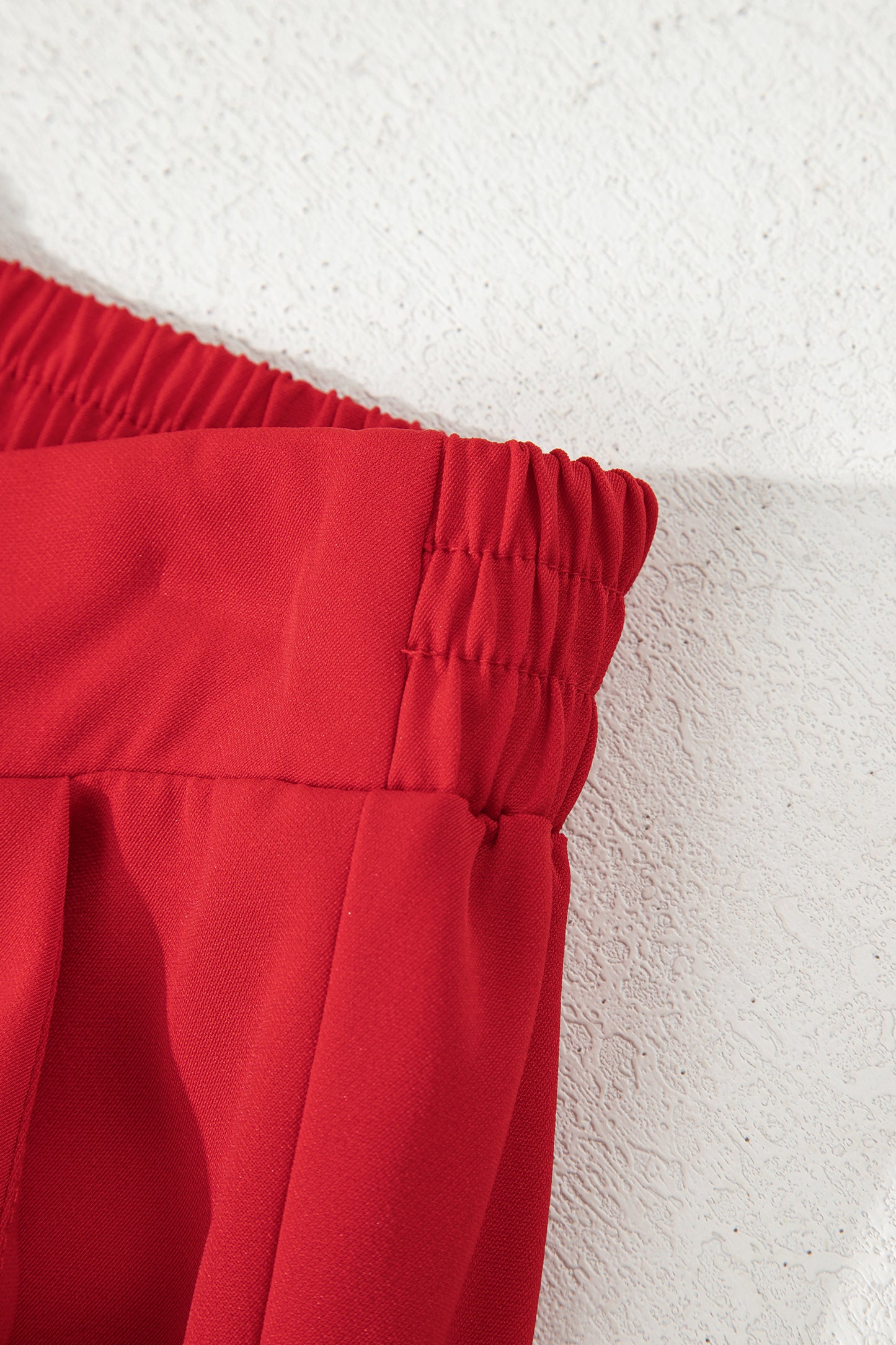 Black Pleated Detail Pull On High Elastic Waist Loose Straight Pants