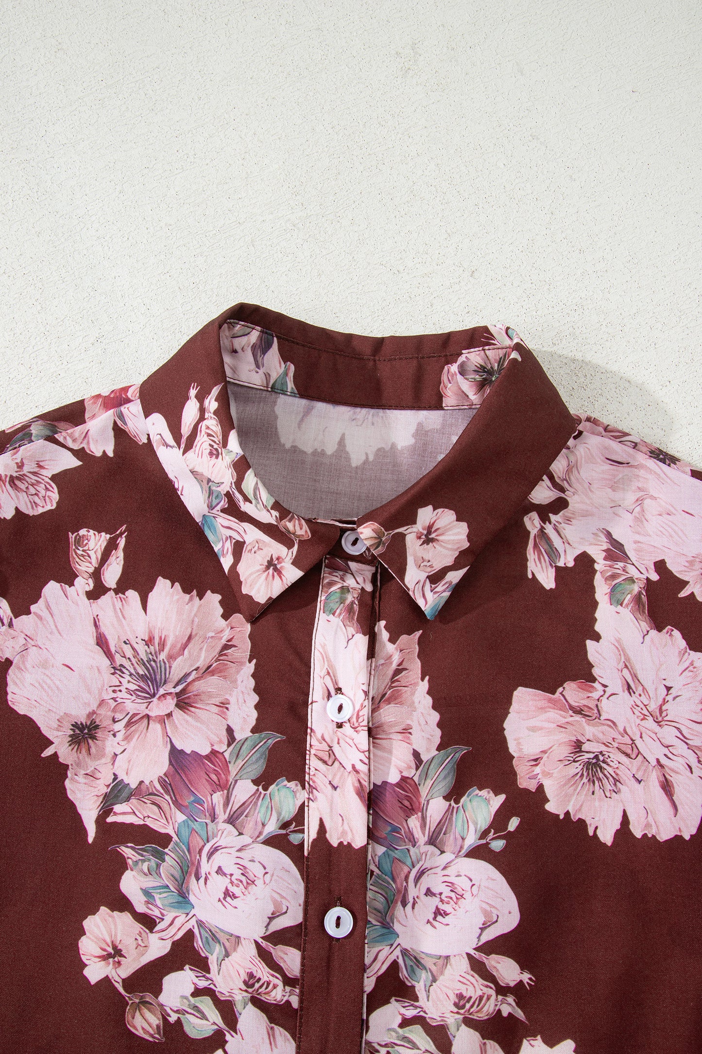 Orange Floral Puff Sleeve Lightweight Shirt
