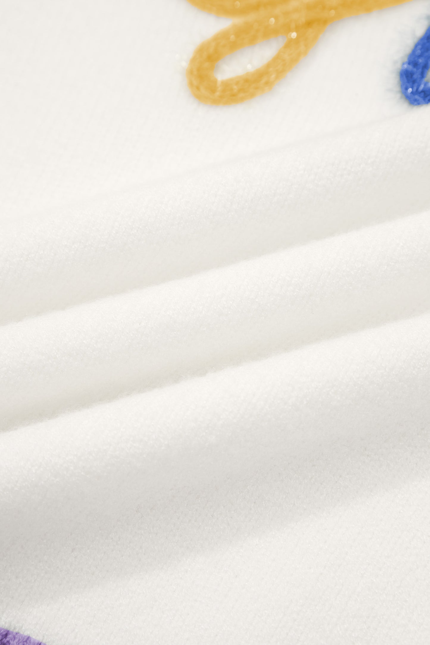 White Mardi Gras Tinsel Letter Graphic Short Sleeve Sweater