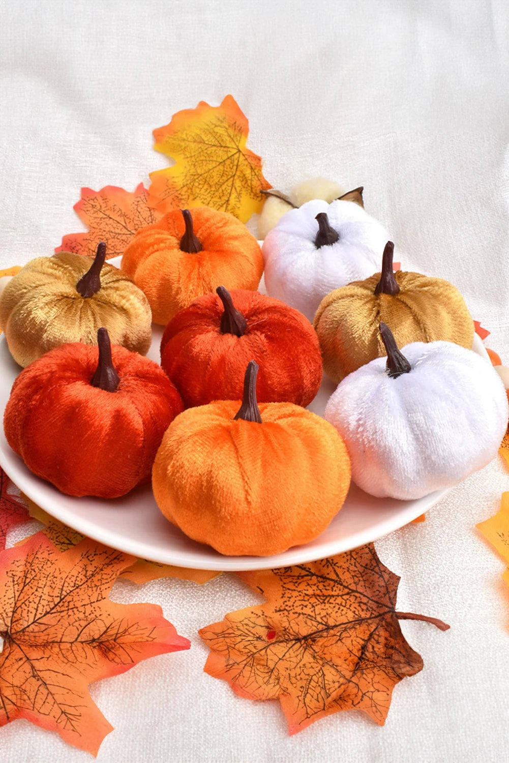 Orange 1PC Halloween Thanksgiving Faux Plush Pumpkin Decorations