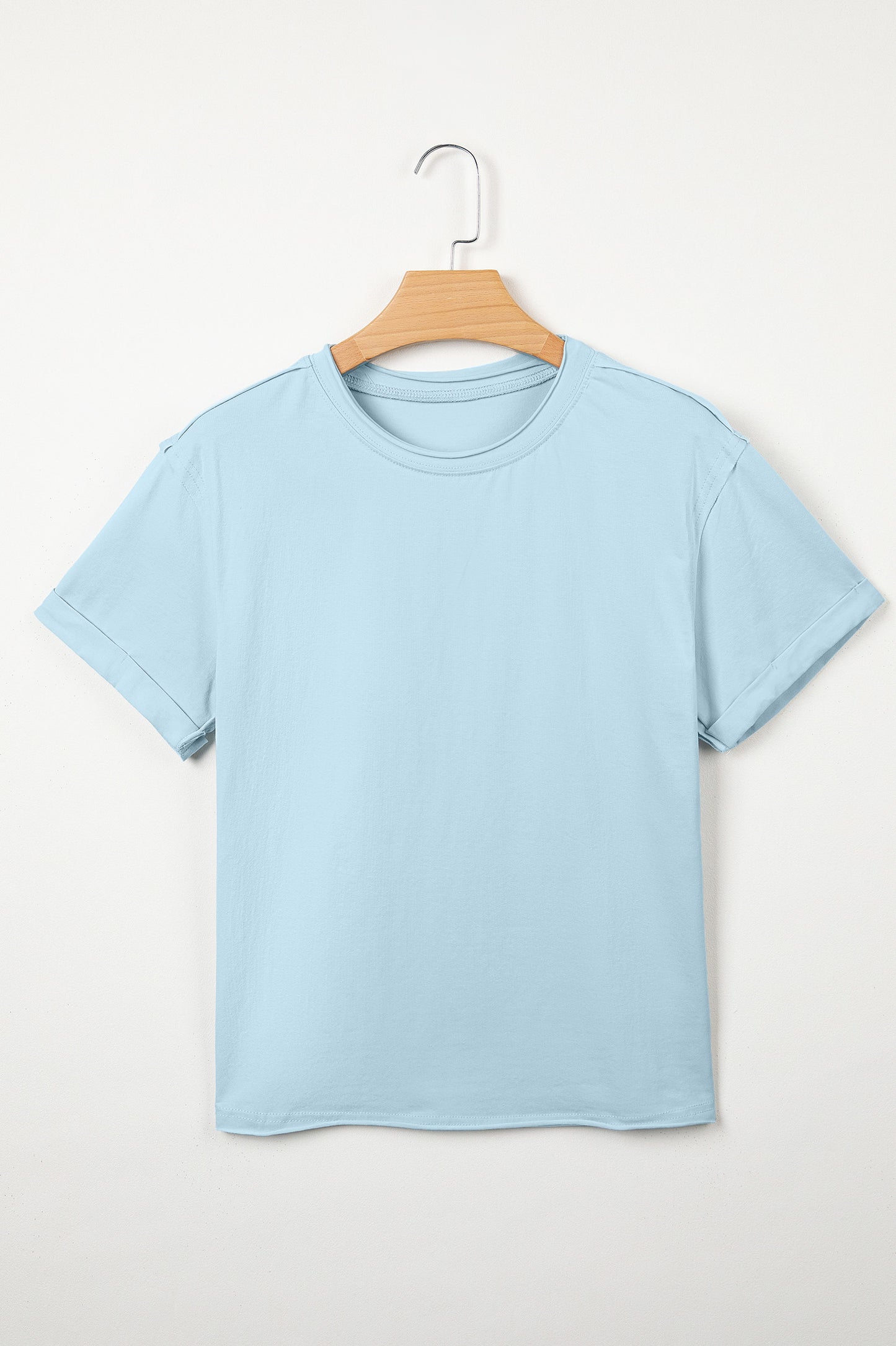 Myosotis Solid Color Round Neck Casual T Shirt