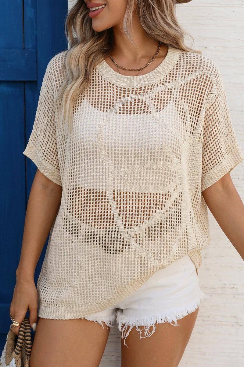 Women’s Crochet Hollow Out Scoop Neck Cover Up Top