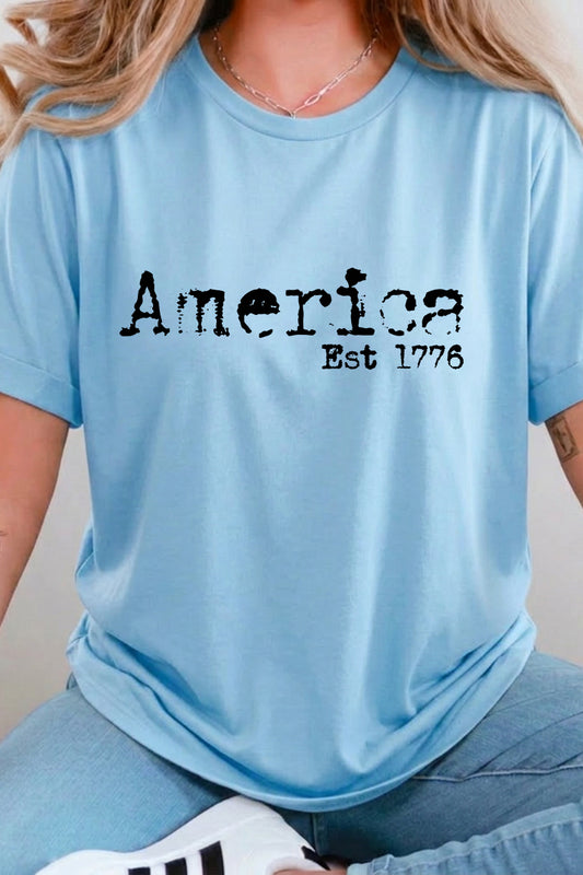 Fourth of July America Est 1776 Graphic Tee Women