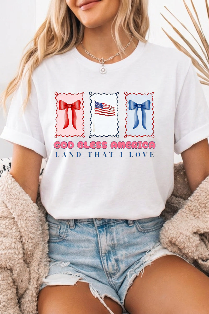 Independence Day USA Flag Graphic T Shirt Women