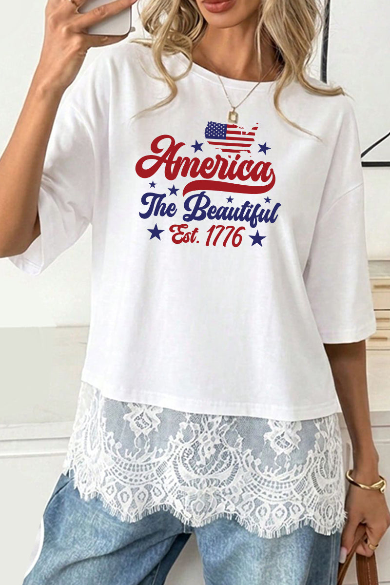 America The Beautiful Tee Patriotic 4th July Top