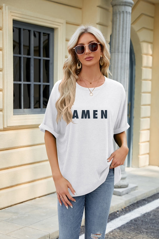 Easter Amen Graphic Oversized Casual T Shirt