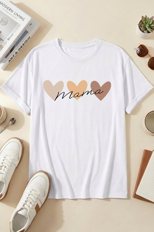 Mama Heart Graphic Tee Mothers Day Gift Soft Casual Short Sleeve T Shirt