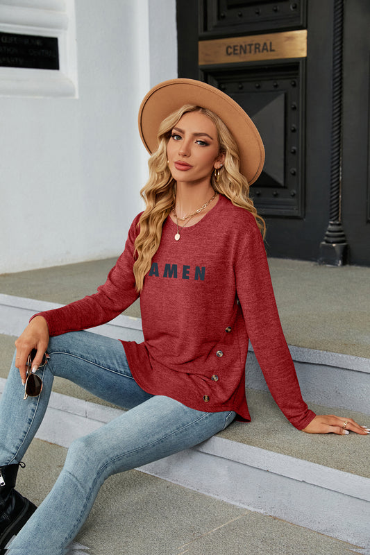 Easter Faith Graphic Long Sleeve Casual T Shirt