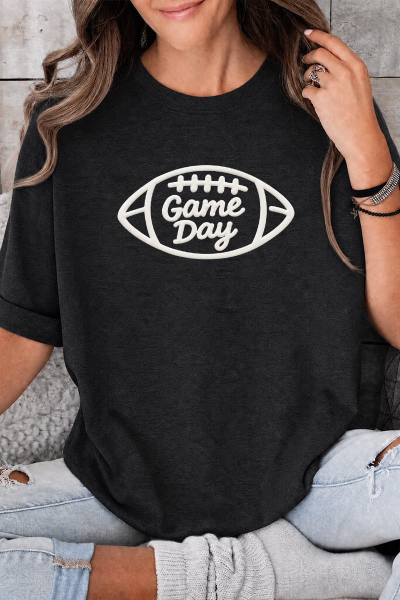 Football Puff Print Rayon Tee Game Day Top