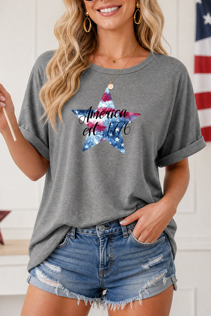 Fourth of July Star Print T Shirt