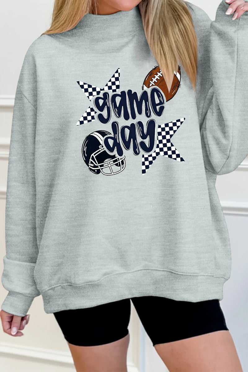 Sweatshirt Game Day Oversized Mock Neck Pullover