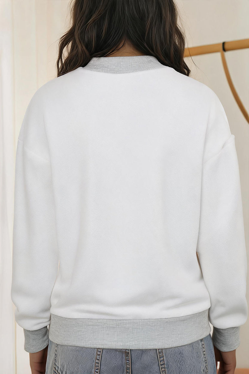 Tennis Graphic Cotton Blend Sweatshirt Casual Reversible