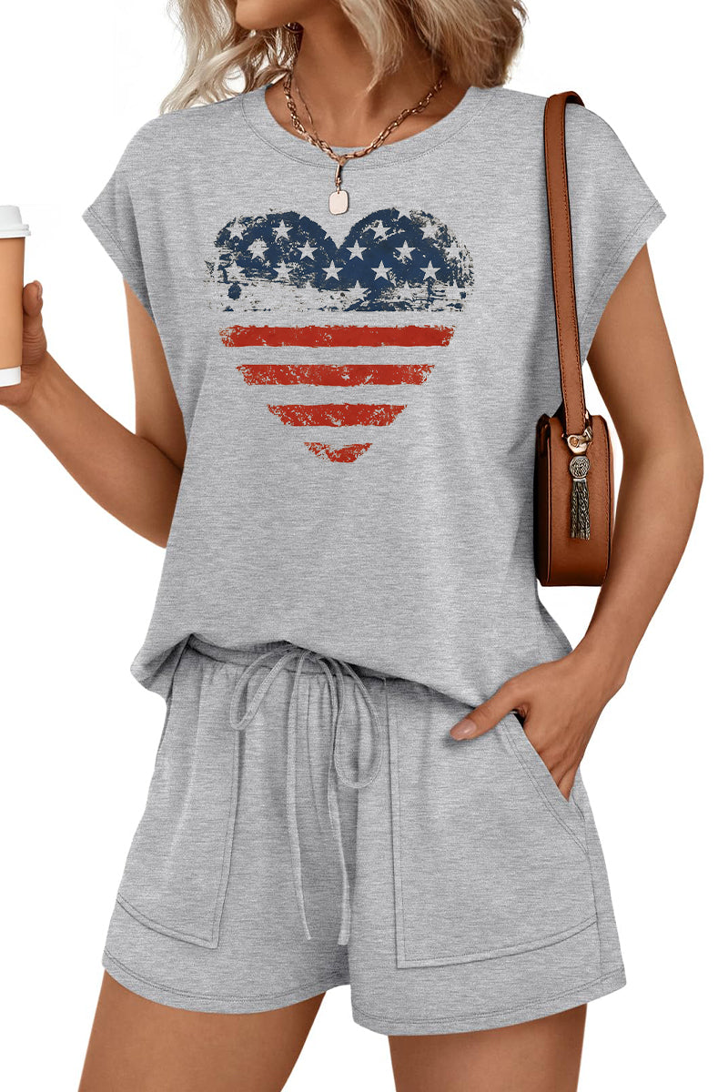 Independence Day Flag Graphic Lounge Set Women