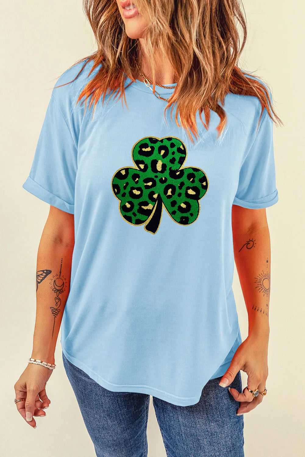 Saint Patrick’s Day Leopard Clover Graphic T Shirt