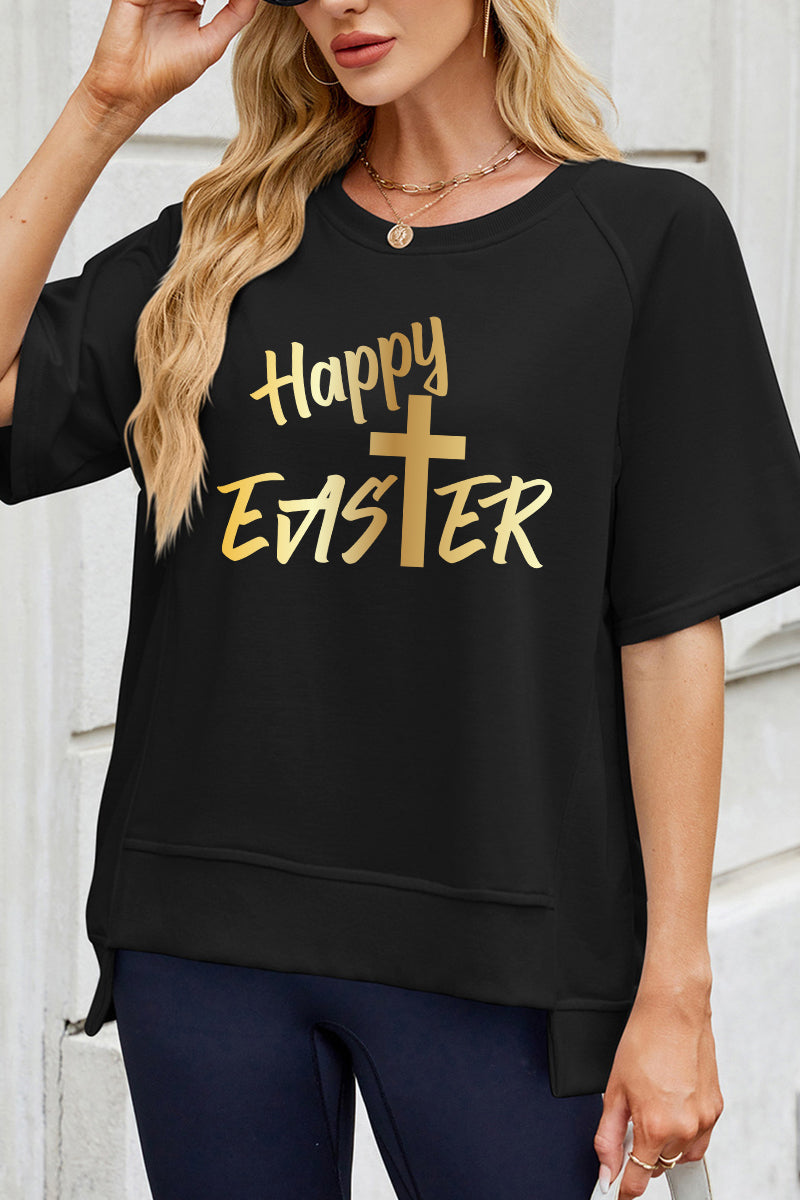 Easter Happy Easter Graphic Tee Casual Puff Sleeve Shirt