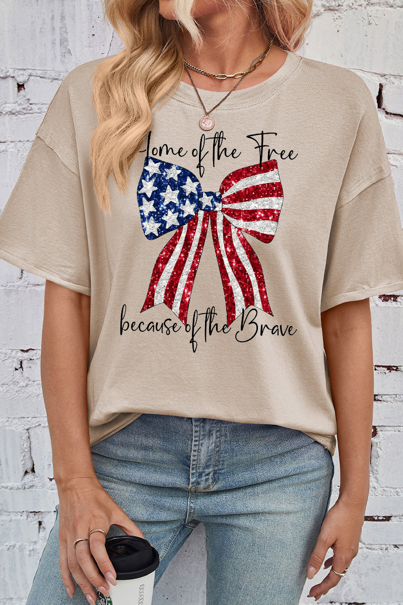 Patriotic Cotton Graphic Tee Oversized Fourth of July Top