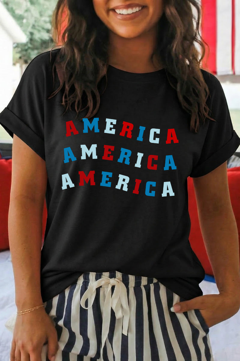 Women 4th of July America Graphic T Shirt